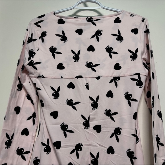 BNWT PLAYBOY LACE TRIM PAJAMA ROMPER PINK - Picture 7 of 11